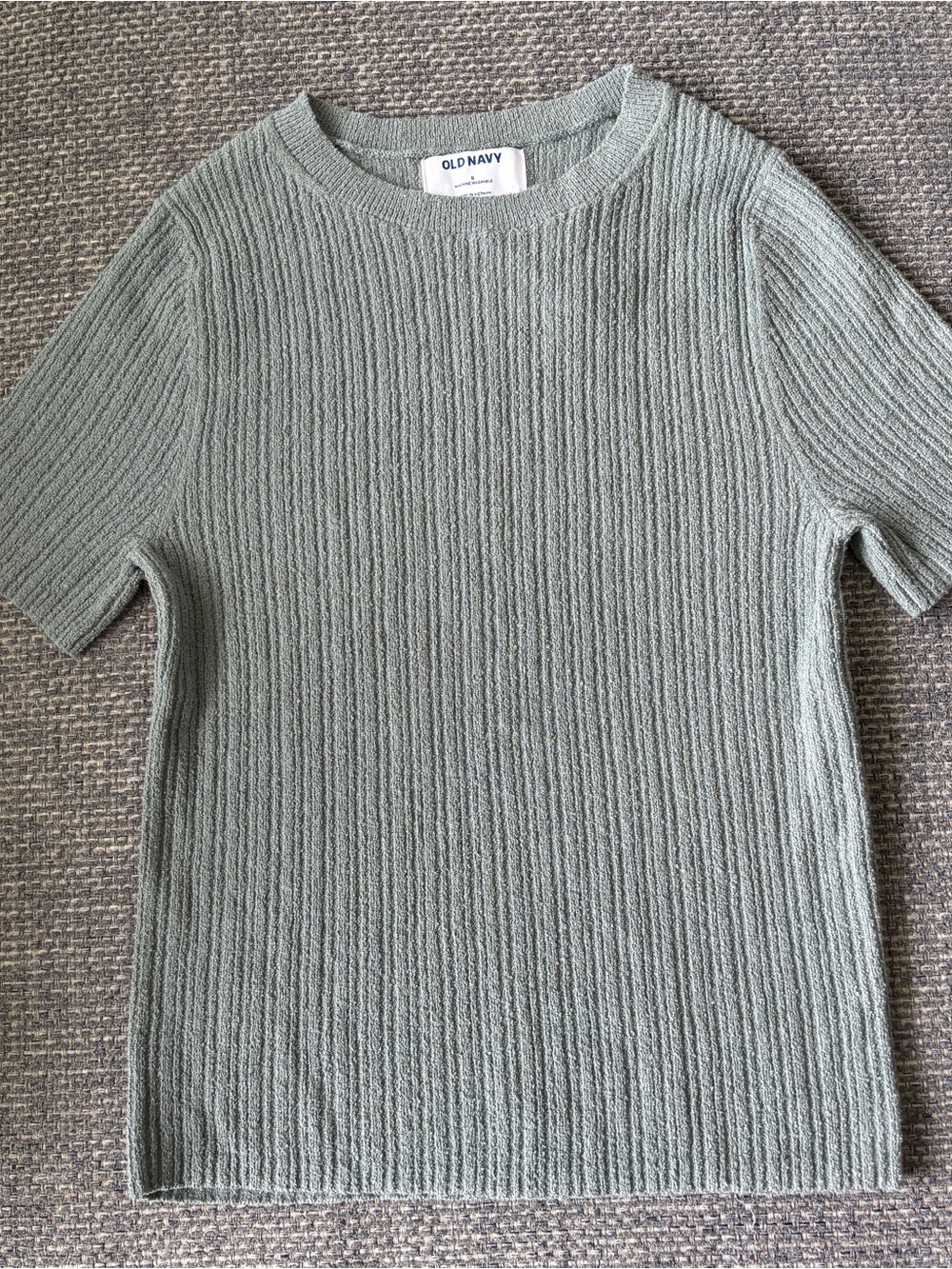 Old Navy NWT Textured Bouclé Ribbed Knit Fitted Top in Sage Green | Sz S